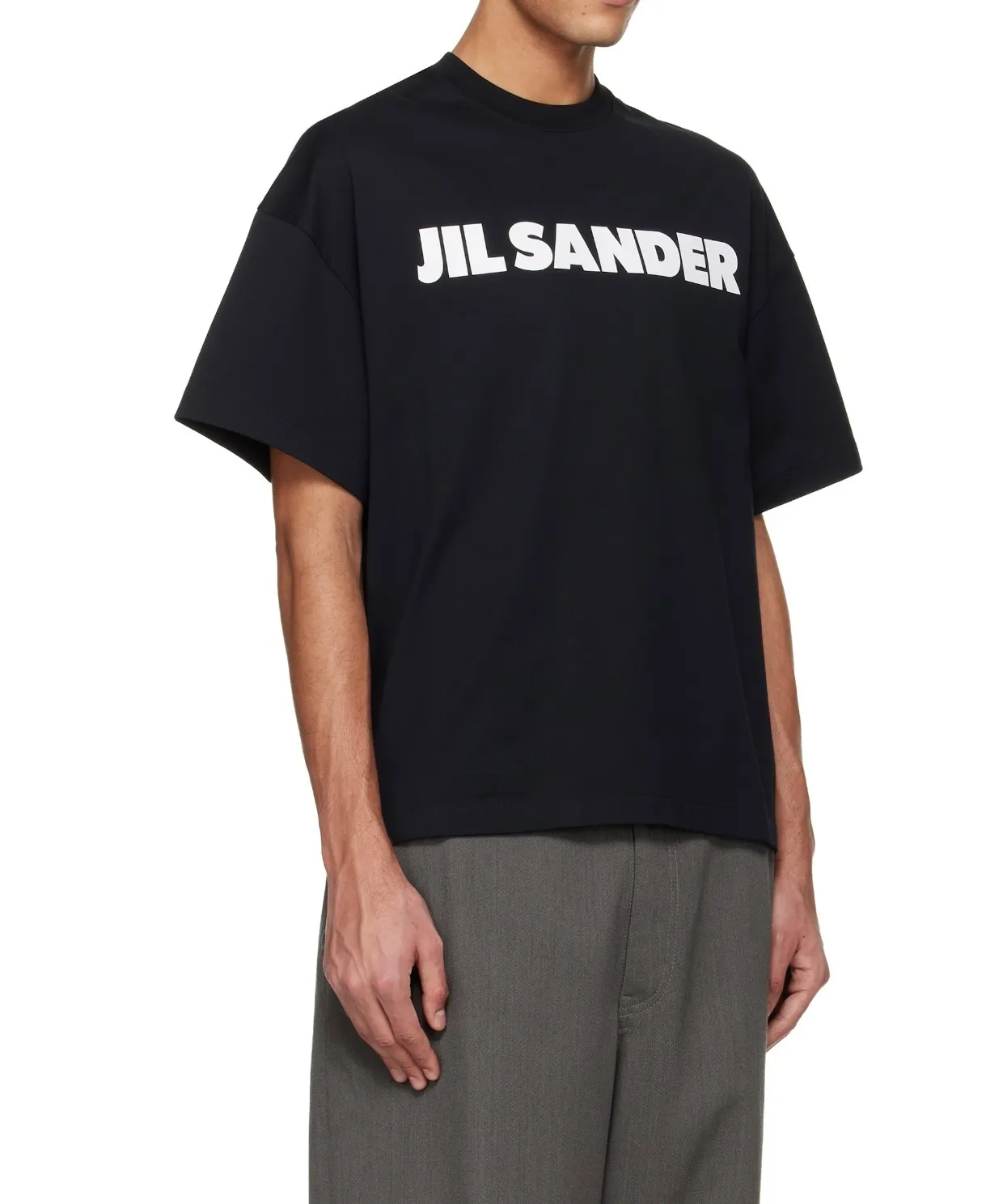 New color matching Black In Stock🚨🚨 New Black White J 9890#JIL SANDER Capsule Series minimalist letter logo printed short-sleeved T-shirt Black White Light Gray Pink Royal Blue SML